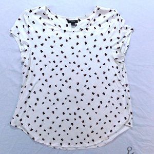 Alfani Women's Casual Floral Top white base adorned with a maroonish flo…...